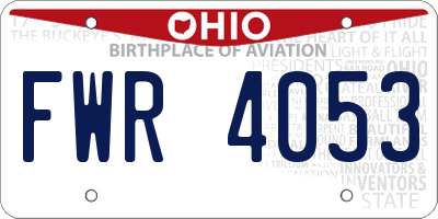 OH license plate FWR4053