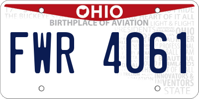 OH license plate FWR4061