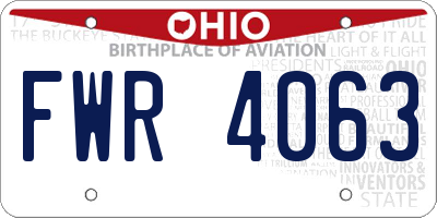OH license plate FWR4063