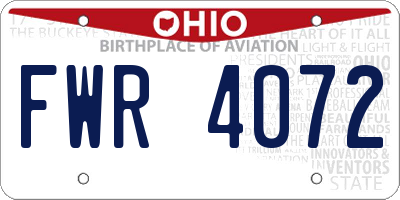 OH license plate FWR4072
