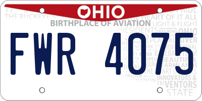 OH license plate FWR4075
