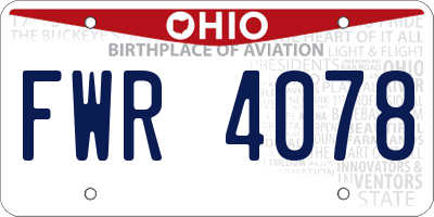 OH license plate FWR4078
