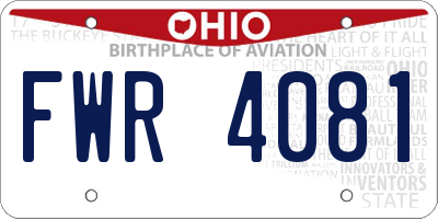 OH license plate FWR4081