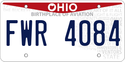 OH license plate FWR4084