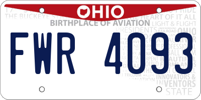 OH license plate FWR4093