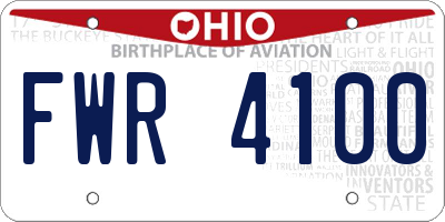 OH license plate FWR4100