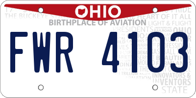 OH license plate FWR4103