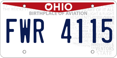 OH license plate FWR4115