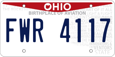 OH license plate FWR4117