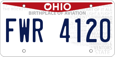 OH license plate FWR4120