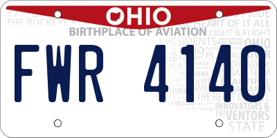 OH license plate FWR4140