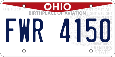 OH license plate FWR4150