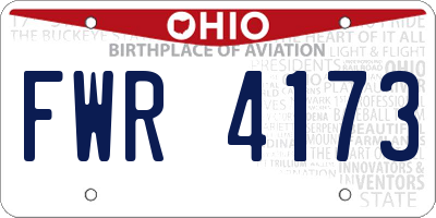 OH license plate FWR4173