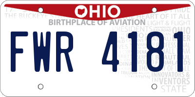 OH license plate FWR4181