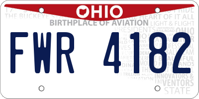 OH license plate FWR4182