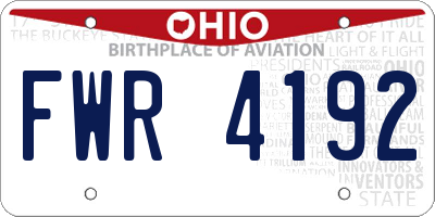 OH license plate FWR4192