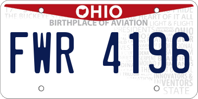 OH license plate FWR4196