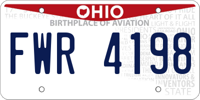 OH license plate FWR4198