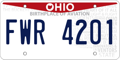 OH license plate FWR4201