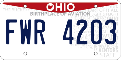 OH license plate FWR4203
