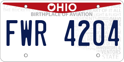 OH license plate FWR4204