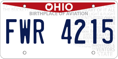 OH license plate FWR4215