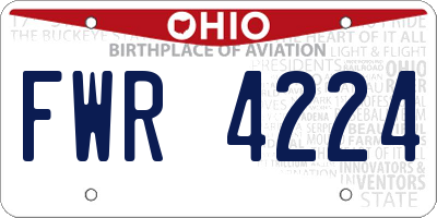 OH license plate FWR4224
