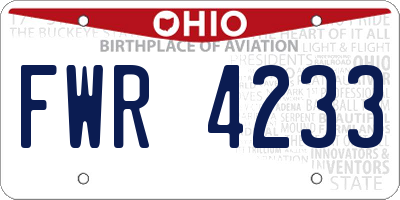 OH license plate FWR4233
