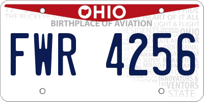 OH license plate FWR4256