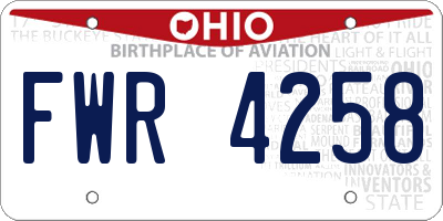 OH license plate FWR4258