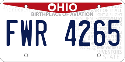 OH license plate FWR4265