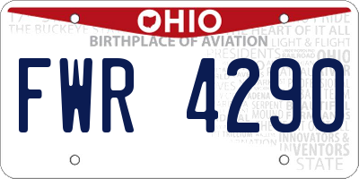 OH license plate FWR4290