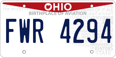 OH license plate FWR4294