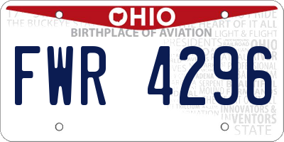 OH license plate FWR4296