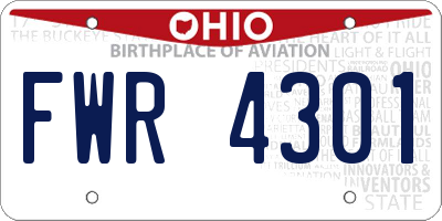 OH license plate FWR4301