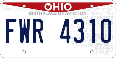 OH license plate FWR4310