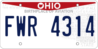 OH license plate FWR4314