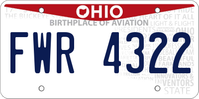 OH license plate FWR4322