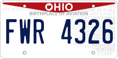 OH license plate FWR4326