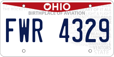 OH license plate FWR4329