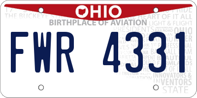 OH license plate FWR4331
