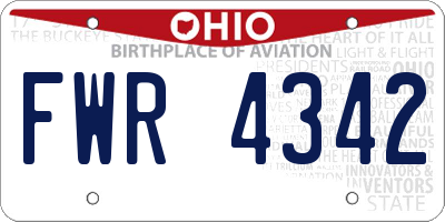 OH license plate FWR4342