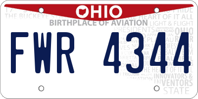 OH license plate FWR4344