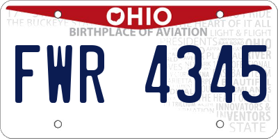 OH license plate FWR4345