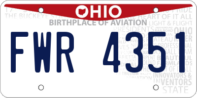 OH license plate FWR4351