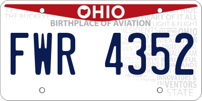 OH license plate FWR4352