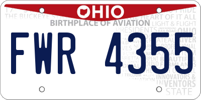 OH license plate FWR4355