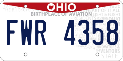 OH license plate FWR4358