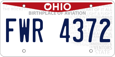 OH license plate FWR4372