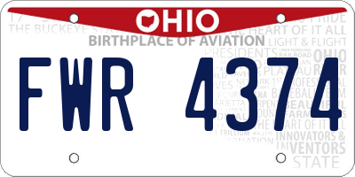 OH license plate FWR4374